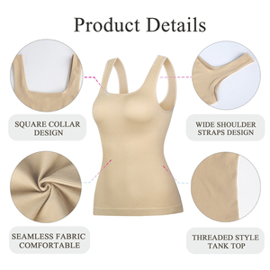 Camiseta Moldeadora de Compresión de Cuello Cuadrado de Calidad Superior para Mujer, Control de Abdomen, Adelgazante, Uso Diario Básico, Personalizable - Product Image 6