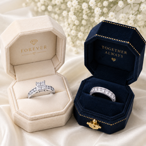 Bague de fiançailles en or blanc 14 carats avec diamant taille princesse |   Bague de promesse de mariage sertie de pierres |   Bijoux fins de luxe pour femmes pour l'anniversaire - Product Image 4