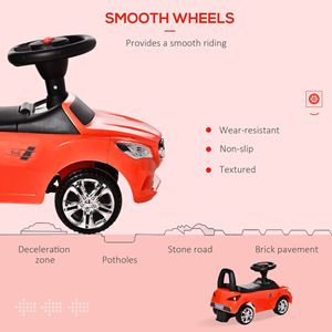 Red Toddler Ride-On <b>Push</b> <b>Car</b> Foot-to-Floor with Horn Music Headlights & Storage Features - Product Image 5