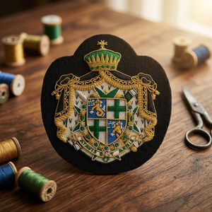 Parche Bordado Personalizado con Diseño de Corona y Águila, Insignia de Tela Cosida para Prendas, Estilo Circular - Product Image 3
