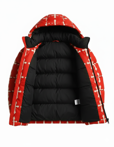 Chaqueta acolchada con capucha y estampado de Cruz Roja para hombre, abrigo de burbujas cálido de invierno, ropa de calle de moda, prendas de abrigo personalizadas al por mayor - Product Image 2