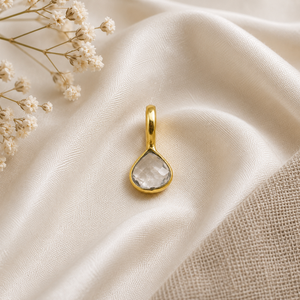 Handmade Crystal Quartz <b>Heart</b> <b>Charm</b> | Faceted Gold Bezel Pendant - Product Image 1