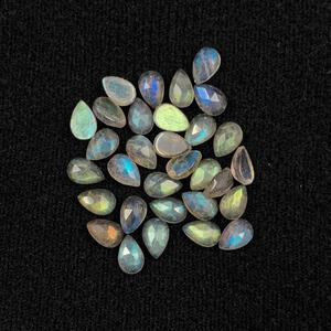 6mm 9mm Natural Gray Labradorite Pear Rose Cut Flatback Cabochon High Grade Gemstone Bulk Supply For Jewelry Making Wholesale - Product Image 1