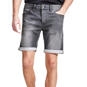 Shorts en jean droits imprimés de haute qualité, nouveau design, broderie personnalisée, effet vieilli, taille mi-haute, fermeture boutonnée - Product Image 3
