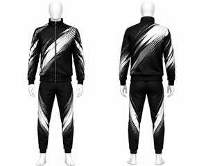 <b>Men's</b> Black White Gray Tracksuit Set Zip <b>Jacket</b> Jogger Pants Sportswear Athletic Casual Wear - 2 Piece - Product Image 1