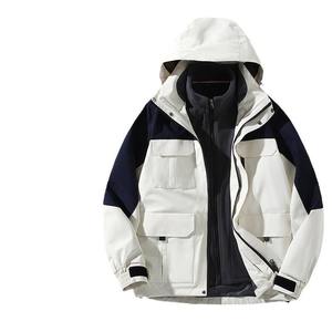 Veste coupe-vent imperméable pour homme 3 en 1, parka tactique de randonnée en plein air, doublure en polaire à capuche, vêtements de sport coupe-vent, veste cargo - Product Image 1