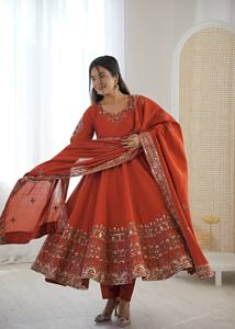 Ramdev Trading - Kurta/Kurti de Seda Romana Moderna, Étnica, India y Pakistaní, de Secado Rápido y Largo Regular para Mujer, para Bodas, Fiestas y Diwali - Product Image 4