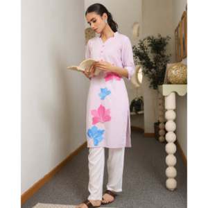 Ensemble Kurta Décontracté Florence Printemps/Été Respirant avec Haut Kurta Long Toutes Tailles Style et Design 100% Coton Léger - Product Image 5