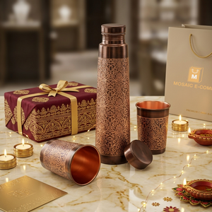 Modern Eco-Friendly Pure Copper Glass Leak Proof Water Bottle for Daily Drinking Travel & Home Use BPA Free from India - Product Image 2