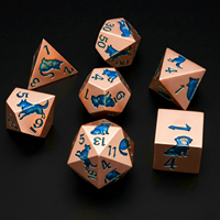 Jeu de dés DND Blue Dog Cat Dice Point, 7 dés métalliques, Dragon et Donjons, jeu de rôle, bords tranchants, faits à la main, jeu de société