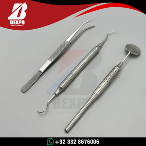 Kit Dental Básico de Acero Inoxidable de Alta Calidad, Juego de 3 Piezas para Higiene Bucal: Espejo, Explorador y Pinzas de Limpieza - Product Image 3