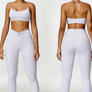 Conjunto de Top Corto y Pantalones Cortos de Yoga para Mujer, Estilo Retro, Lavado Ácido, Ropa Deportiva sin Costuras para Gimnasio, Conjunto Atlético de 2 Piezas para Yoga y Entrenamiento - Product Image 4