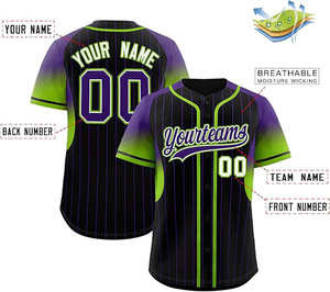 Black Sublimation Pinstripe <b>Baseball</b> Jersey with Neon Accents Custom Design Performance Sportswear Factory Price - Product Image 2