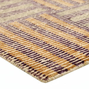 พรมลายสาน DECORDEC สีเหลืองมัสตาร์ด สีม่วงมะกอก ทำจากขนสัตว์ กันลื่น เป็นมิตรกับสิ่งแวดล้อม ลายเรขาคณิต สำหรับห้องนั่งเล่น - Product Image 6