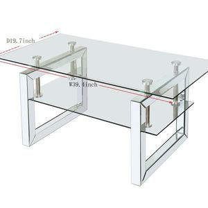 W 39.4\" X <b>D</b> 19.7\" X H 17.7\" Transparent Tempered Glass Coffee <b>Table</b> - Product Image 4