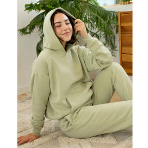 Conjunto de Sudadera con Capucha y Pantalones Deportivos de Algodón con Detalles de Pedrería Brillante y Encaje, Color Sólido, Traje Deportivo a la Moda para Uso Diario Informal y de Lujo - Product Image 2