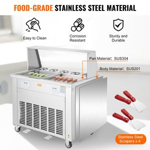 Máquina comercial de acero inoxidable de 13.8 x 13.8 pulgadas para hacer rollos de helado, sartenes cuadradas para freír con 2 unidades para helado enrollado - Product Image 5