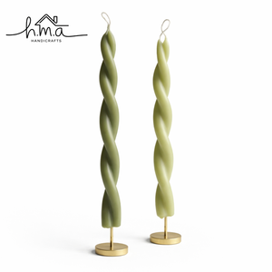 Ensemble de 2 bougeoirs décoratifs en spirale avec base en laiton, décoration de table moderne pour la maison et article cadeau - Product Image 1