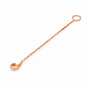 Cuillère à bar en cuivre, cuillère à cocktail, agitateur de barman à poignée torsadée avec anneau de maintien, mélangeur de boissons pour bar, café, mocktails, cuisine - Product Image 1