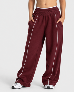 Pantalon de jogging décontracté surdimensionné pour garçon, couleur bordeaux avec détails contrastants, en molleton respirant de qualité supérieure - Product Image 6