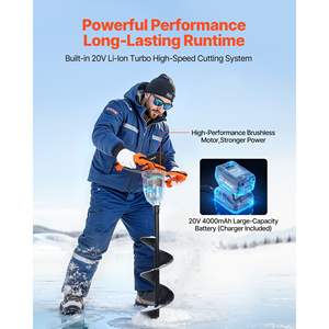 สว่านเจาะน้ำแข็งไฟฟ้าไร้สาย ขนาด 8 นิ้ว 20 โวลต์ ระบบเทอร์โบความเร็วสูง ทนความเย็น ใช้ขุดหลุม ขุดดิน - Product Image 3