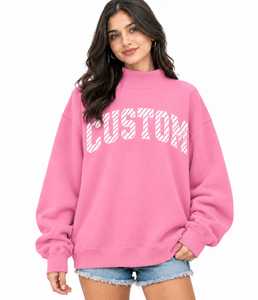 เสื้อสเวตเชิ้ตคอเต่าผ้าฝ้ายฟลีซสีอ่อนสำหรับผู้หญิงไซส์พลัส ออกแบบตามสั่ง OEM ความยาวปกติ - Product Image 1