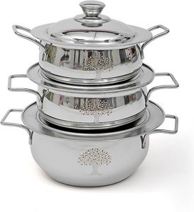 Ensemble de casseroles en acier inoxydable de luxe avec couvercle décoratif, élégants récipients de stockage et de service pour la table à manger - Product Image 2