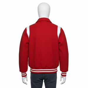 Nouvelle veste universitaire rouge pour homme 2026 en laine et polyester, style preppy, col rabattu, coupe classique, pour l'automne - Product Image 3