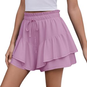 Custom Women Yoga Skort High Waist Pleated Ruffle Hem Shorts OEM Bulk Wholesale - Product Image 1
