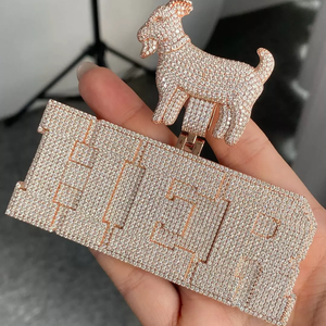 Colgante Personalizado de Plata S925 con Moissanita y Diamantes VVS, Estilo HipHop, Letra del Nombre, Pasa el Test de Diamantes, Joyería GRA - Product Image 2