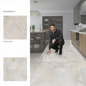 Carreaux de porcelaine vitrifiée brillants Travertino Ivory 60x60cm, aspect pierre travertin, résistants aux acides, revêtement de sol commercial haut de gamme - Product Image 5
