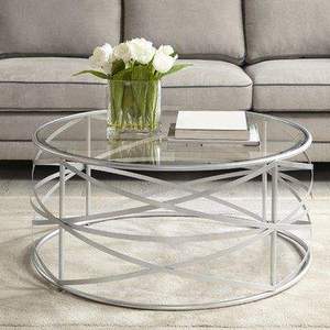 Table basse moderne en verre trempé avec base en acier inoxydable écologique, meubles en métal pour salon, usage domestique et hôtelier - Product Image 3