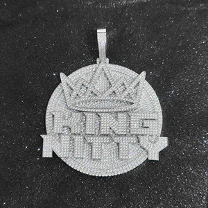 Mens Moissanite Pendant 925 Silver Iced <b>Crown</b> <b>King</b> Name Custom Statement Necklace Luxury Street Style Gifts For Men Bold Edition - Product Image 5