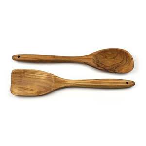 Ensemble de couverts de haute qualité en bois, design élégant, pour mélanger et servir, comprenant cuillères à salade, cuillères de service, fourchettes et cuillères de table - Product Image 1