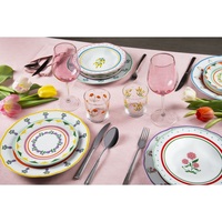 Ensemble de 6 verres en verre durable de 350 ml, design floral multicolore, transparent, Arles Excelsa