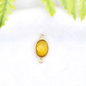 Conector Ovalado de Cuarzo Citrino de 8x10mm, Bañado en Oro, Doble Anilla, Eslabón de Piedra Preciosa para Fabricación de Joyas - Product Image 2