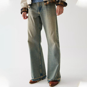 Custom Flared Denim <b>Jeans</b> Straight Wide Leg Dirty Wash <b>Jeans</b> Plus Size Distressed Loose Reasonable Price OEM Baggy <b>Jeans</b> for <b>Men</b> - Product Image 5