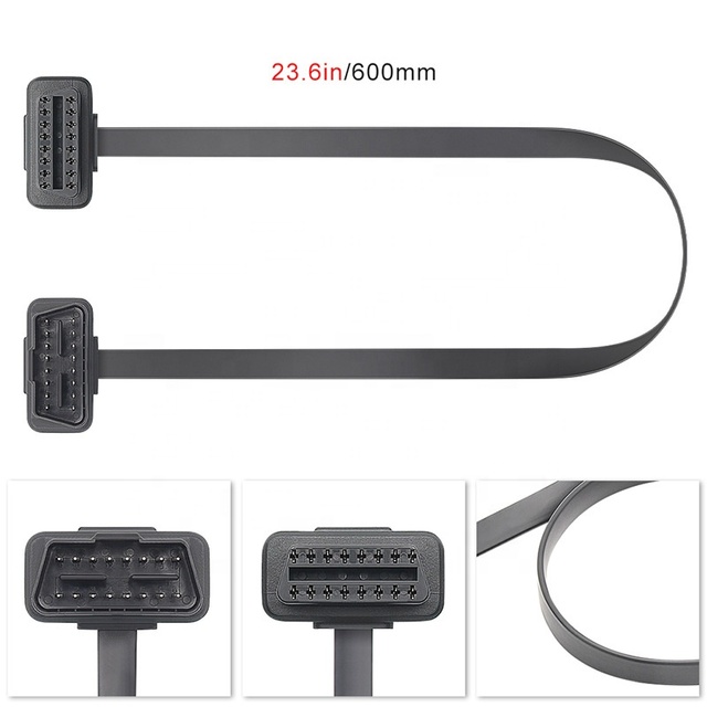 16-Pin Male Dual Female Connector Flat ELD Cable GPS Tracker Light Duty Truck Wiring Harness Copper Conductor Automobile Plug