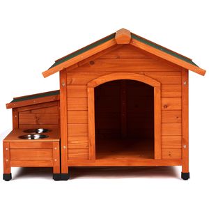 Cuccia per Cani in Legno 88*106*77cm per Esterni e Interni, Taglia XL, Rettangolare, con Ciotola per Cibo e Contenitore per Alimenti per l'Autunno - Product Image 1