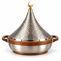 Casserole en bois de luxe avec couvercle et poignée en acier inoxydable, diamètre 33 cm, isolée, durable, écologique, compatible avec toutes les cuisinières, lavage à la main uniquement