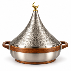 Casserole en bois de luxe avec couvercle et poignée en acier inoxydable, diamètre 33 cm, isolée, durable, écologique, compatible avec toutes les cuisinières, lavage à la main uniquement - Product Image 1
