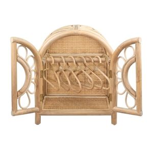 Armoire à poupées en rotin naturel faite à la main avec cintres, style bohème, mini-armoire pour poupées, décoration de chambre d'enfant durable, rangement pour jouets - Product Image 1