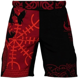 Shorts de combat d'entraînement pour hommes, shorts de lutte à compression avec coque de protection Bio-flex, design unique et durable, couleur noir et rouge - Product Image 3
