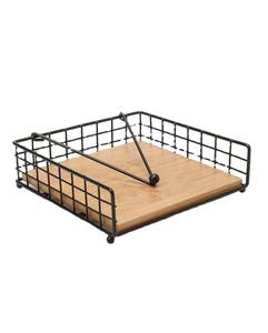 Porte-serviettes décoratif moderne en métal pour table de salle à manger, comptoir de cuisine et restaurant, avec base en bois et bras lesté - Product Image 1