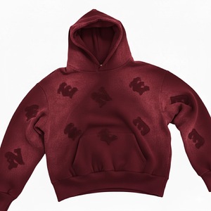 Unisex <b>Black</b> Solid Embossed Custom Printed Breathable Winter Front Pullover Hoodie Cotton <b>Fleece</b> Casual Streetwear OEM Service - Product Image 1