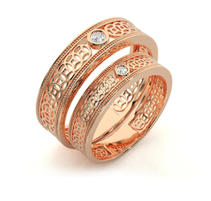 925 Sterling Silver Rose Gold Plated Floral <b>Couple</b> <b>Rings</b> - Product Image 3