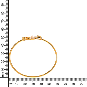 18K Gold Plated Geometric Pearl & CZ Diamond <b>Bangle</b> <b>Bracelet</b> for Women | Luxury Designer Open Cuff Jewelry - Product Image 4