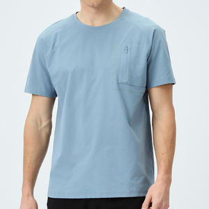 Athletic Quick Dry Breathable 100% Cotton O-Neck Left Chest Zipper Pocket Plain <b>Tshirt</b> for Customized Printing Wholesale Men - Product Image 5