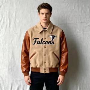 Chaqueta Bomber Slim Fit Ecológica con Bordado de Halcón para Hombre, Estilo Casual de Otoño, Cuello Camisero, Cierre de Botones - Product Image 1