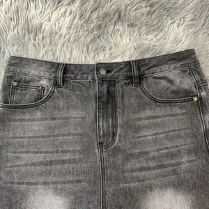 Pantalones Cortos de Mezclilla Casuales Personalizados para Hombre, Largos hasta la Rodilla, 100% Algodón, Holgados, Cintura Elástica, Diseño Vintage, Lavado Ácido, Desgastados, de Alta Calidad - Product Image 4